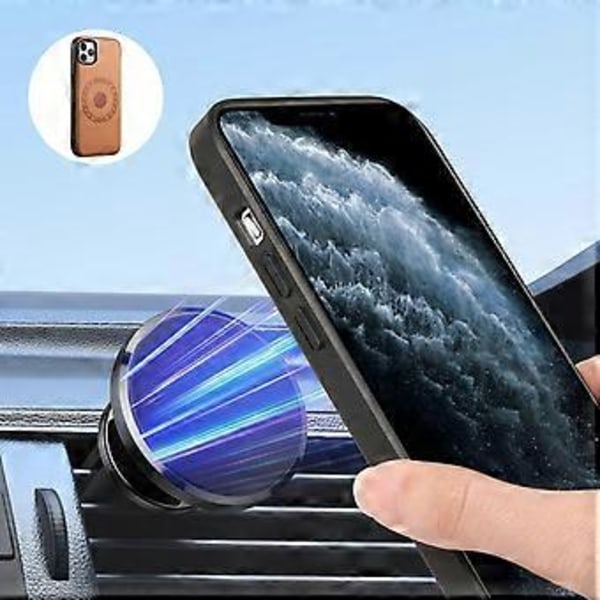 DENIOR Magnetiskt Skal för iPhone 11 Pro Max, PU Läderbelagd PC+TPU Telefonskal()