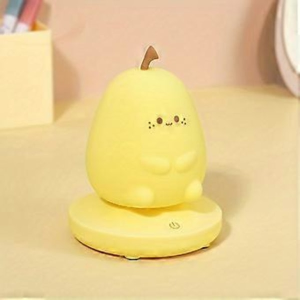 Omfamna päron silikonlampa USB-laddning trehastighets touch dimning atmosfärlampa barnpresent sänglampa sovande nattlampa (rosa)