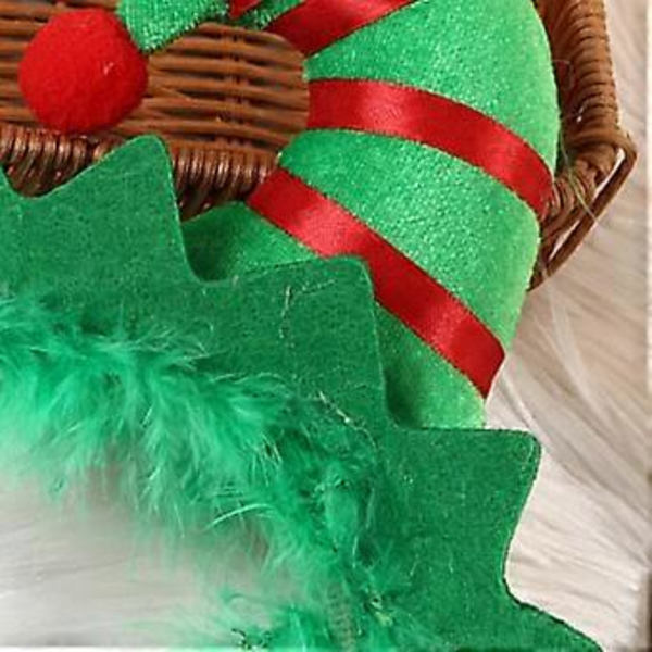 Glitter-julemandshue med guldglitterkrone Julehårtilbehør (Grøn + Rød)