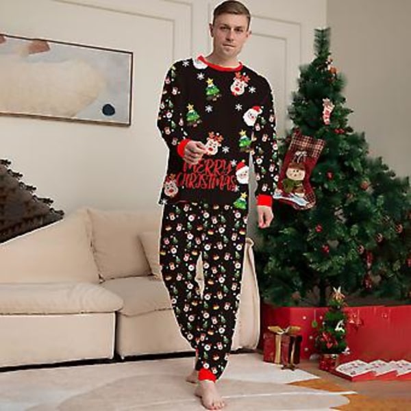 Julpyjamas för familjen - matchande pyjamas för pappa, mamma, dotter och son - tryckt nattkläder, semesterkläder, julpyjamas, pyjamasset (4XL pappa)