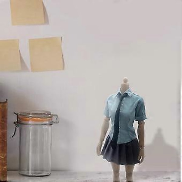 Actionfigurer Kjol 1/6 Skala Kvinnlig Skjorta Uniform Miniatyr Karaktär Kläder Hantverk Kläder Docka Slips för Klubb Studierum (Blå)