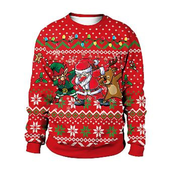 Women Men Lovers Couple Ugly Christmas Sweater Printed Funny Pullover Sweatshirt Xmas Party Tops(2XL A)