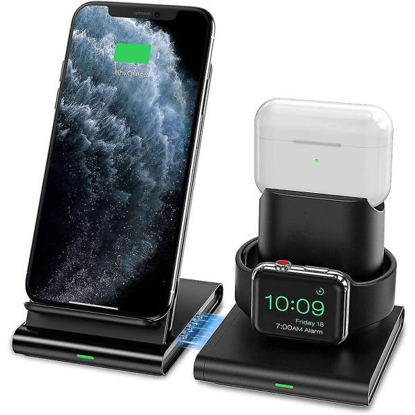 Black black wireless apple phone charger | 3-in-1 wireless charging station az16889
