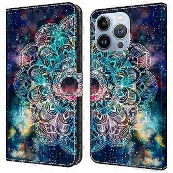 Skal till iPhone 16 Pro Max Mönstertryckt Skyddande Fodral TPU+PU Läder Flip Telefonfodral (Stil K)
