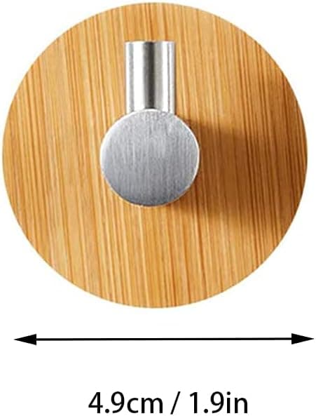 4 stk Bambus Veggkrok, Bambus Rustfritt Stål Kroker, Bambus