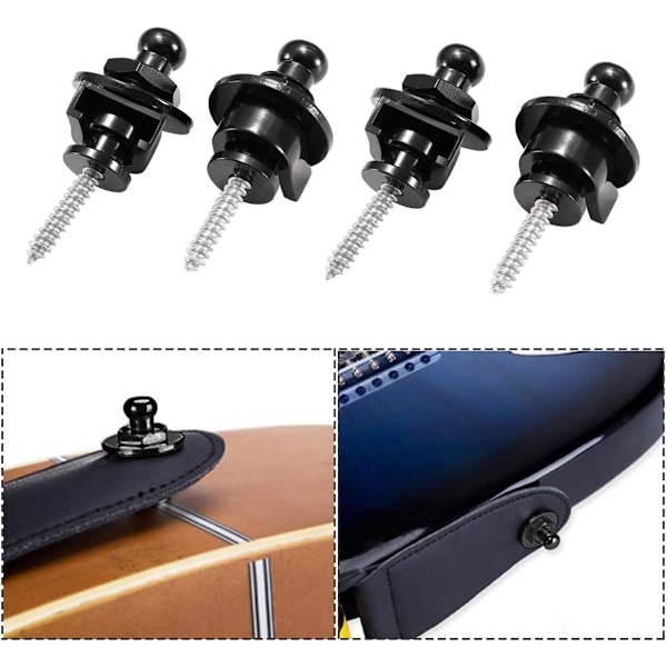 4 Set Gitarr Rem Lås Knappar Anti-Slip Gitarr Remmar Buc