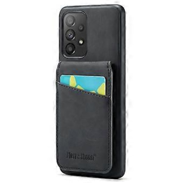 FIERRE SHANN Til Samsung Galaxy A23 4G/A23 5G (Global Version) Mobiltelefonetui med Kortlommer - Sort (Sort)