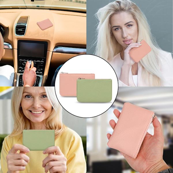 2-pack myntbörs, bärbar PU-läder myntbörs med dragkedja myntbörs mini växelplånbok liten myntbörs för kvinnor Cr