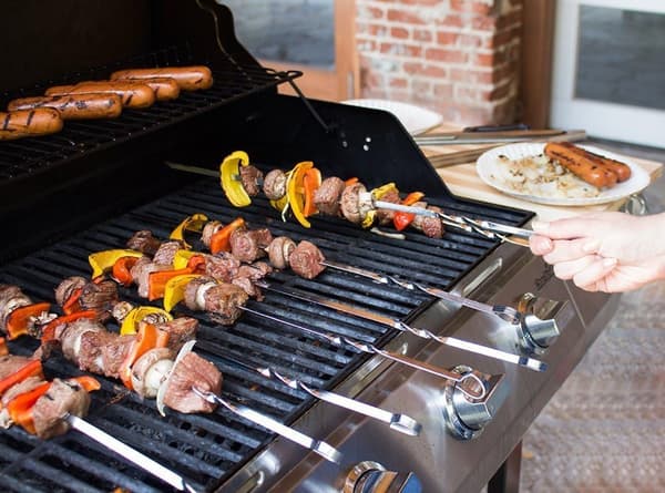 10 stk. grillspyd i rustfrit stål til grill, flade metalspyd
