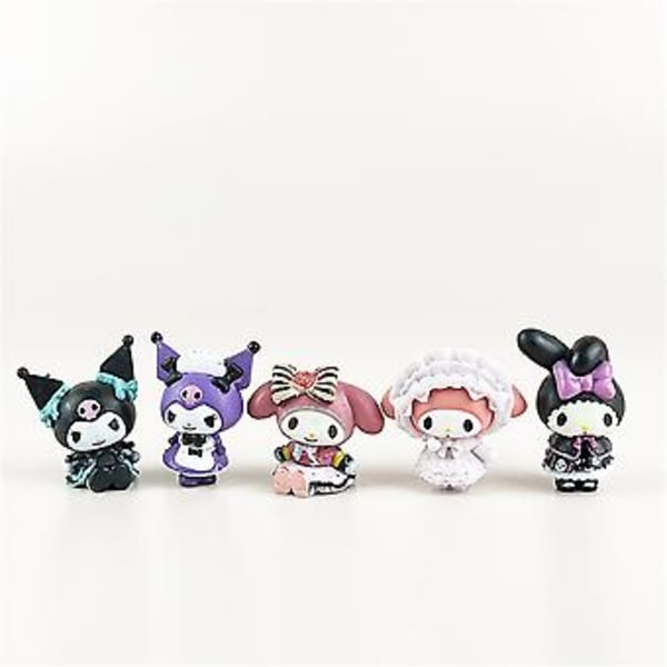 5-pack Kawaii Mini Anime Figur, Söt Sanrio-samling Actionfigurer Set, Kuromi & My Melody Modell Leksakssats, Tårta Topper, Dekoration, Flickors Presenter ( )