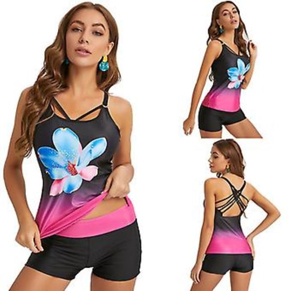 Flickors badkläder, gradient delad, sexig, rygglös, blommig bikini, badkläder 3xl, persika