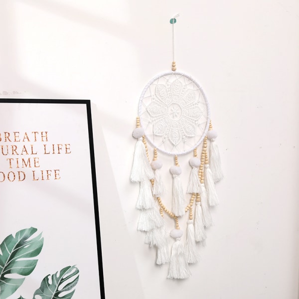 (Pom)Macrame Dream Catchers for Bedroom - Boho Wall Hanging Hand