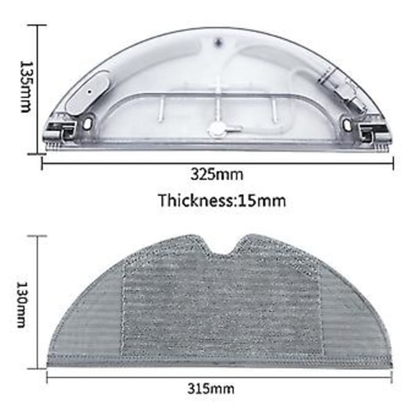 2 stk. erstatningsmoppekluter vanntank for Mi 1C robotstøvsuger reservedeler husholdningstilbehør