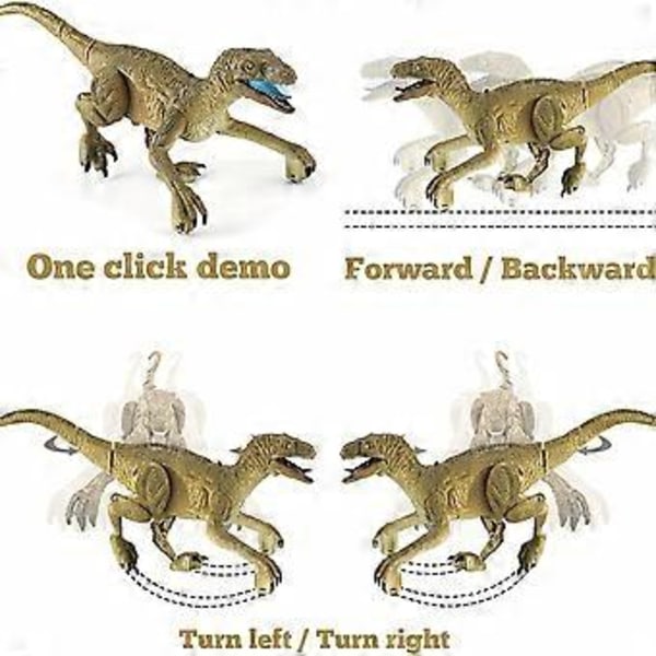 Velociraptor simulering fjärrkontroll dinosaurie ljus och ljudeffekt svängande gående elektrisk modell pojkleksak (grön)