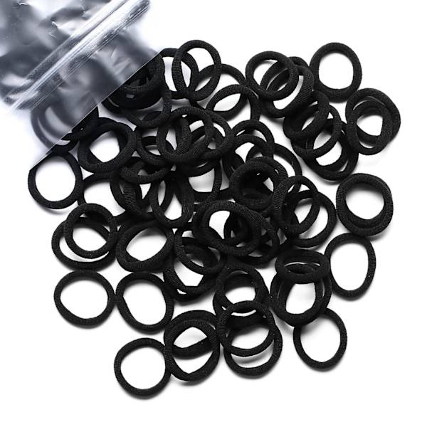 100 st Mini sömlösa svarta hårsnoddar Mjuka elastiska tofs hållare Hårsnoddar