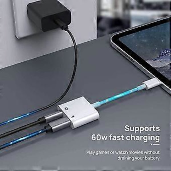 [Apple MFi -sertifioitu] Kuuloke-adapteri iPhonelle, 2-in-1 Lightning - 3,5 mm kuuloke- ja latausliitäntä AUX-ääniadapteri yhteensopiva iPho