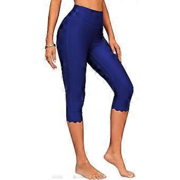 Charmleaks Dambadbyxor Höga i Midjan Badcapris Tights Badshorts Simleggings (M marinblå)