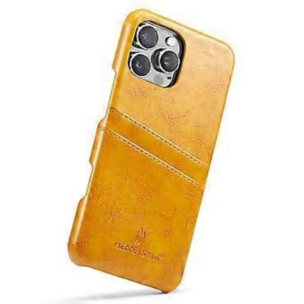 FIERRE SHANN Skal för iPhone 16 Pro Max Vaxigt PU-läder+PC Korthållare Mobilskal (Stil D)