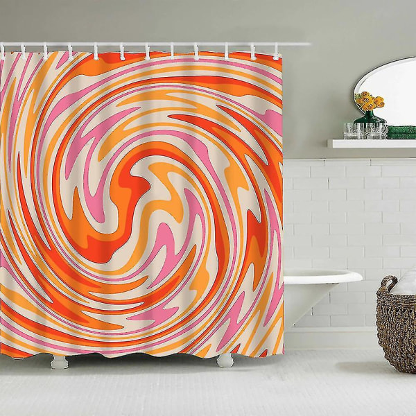 Spiral Rotating Orange Pink Colorful Psychedelic Bathroom Shower Curtain YL260-2 180cm*200cm