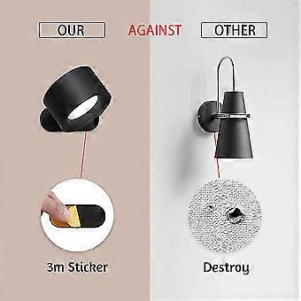 Genopladelig væglampe sengelampe læselampe genopladelig bærbar touch justerbar natlampe magnetisk suge skabslys (Hvid)