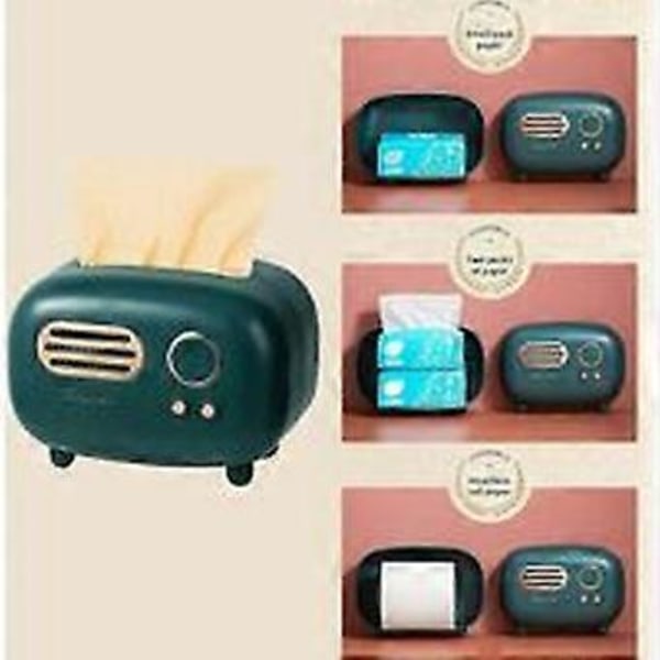 Retro Rektangulär Pappershållare, Radiomodell, Pappershållare, Praktisk och Snygg, för Kontor, Kök, Vardagsrum, Grön