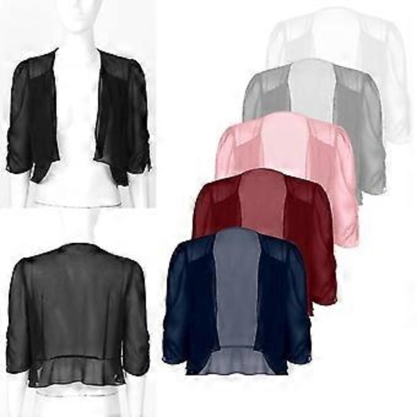 Fashionabla Dam Halv Ärm Kort Kofta Bolero Axelvärmare Chiffong Capes för Aftonklänningar (M marinblå)
