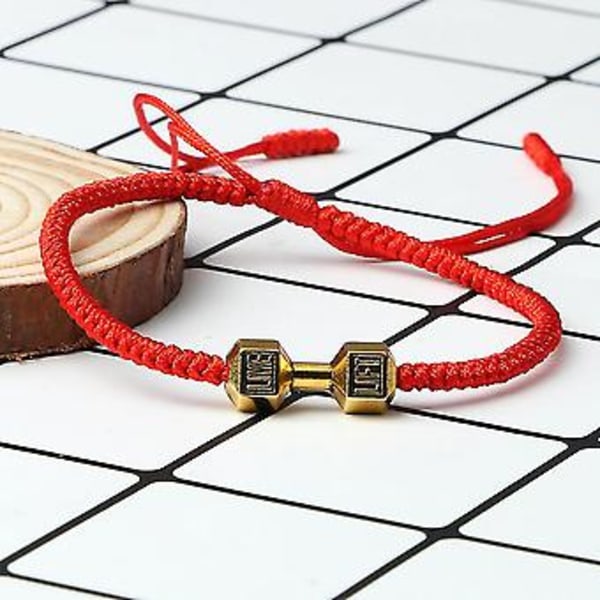 Charm Hantel Strand Armband Handgjorda Flätade Knyta Justerbara Armband Kvinnor Skivstång Fitness Energi Smycken Parpresenter ( )