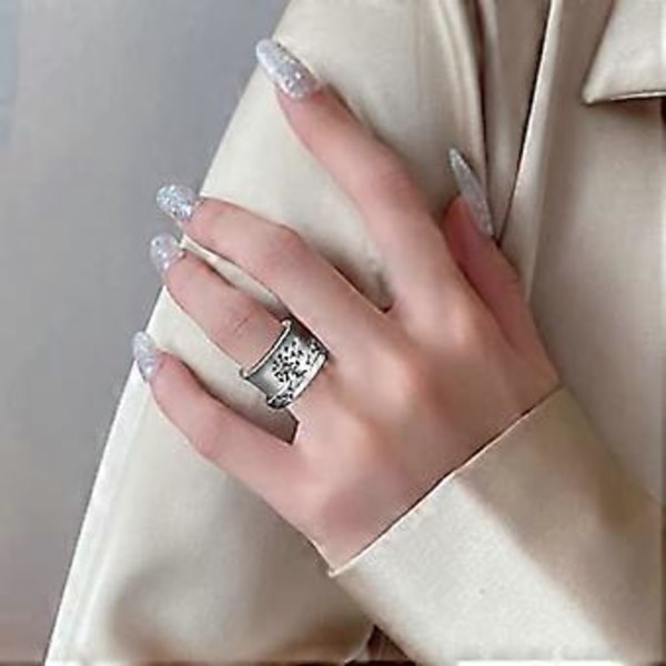 Spinner Ring Anti-Angst Ring til Kvinder Mænd, Løvetand Fidget Blomst Spinner Mænds Ringe Sølv Vintage Blomst Sød Mode Elegant Cool Ringe