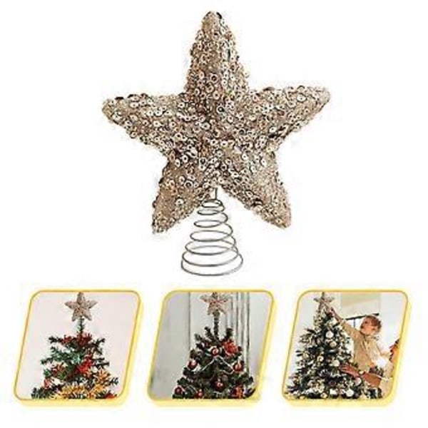 1 stk Juletre Topper Stjerne Topper Juletre Topper Glitrende Juletre Dekorasjon
