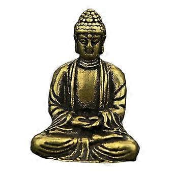 Miniature Sakyamuni statue i messing, skulptur tilbedelse Buddha ornamenter (A)