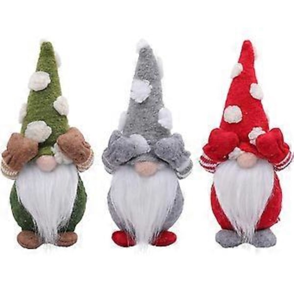 Jultomtar Stickade Plysch Tomtedockor Handgjorda Julgonkar Dvärg Elf Figurer Borddekoration