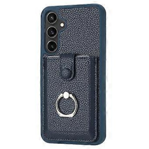 Skal för Samsung Galaxy A55 5G Ritningsdesign Kortfack Läder Baksida med Ringstativ (Stil C)