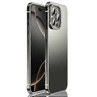 IM-CHEN Etui til iPhone 16 Pro Max, rustfrit stålramme + gennemsigtigt PC-bagcover (Style B)