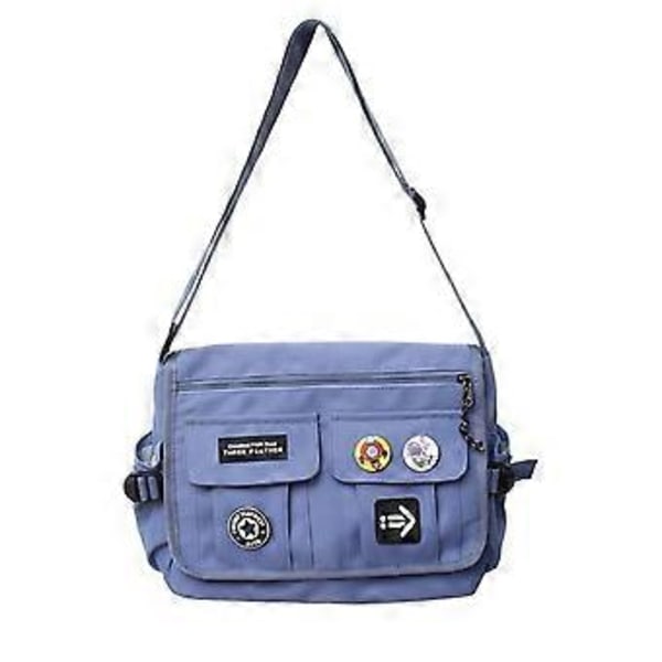Multifunksjonell skulderveske for menn, stor kapasitet, crossbody-veske for kvinner, trendy veske (blå)