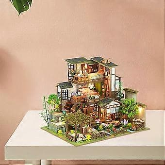 DIY Miniatyr Dukkehus i Tre, Mini Husmodell for Voksne Barn Gutter Jenter
