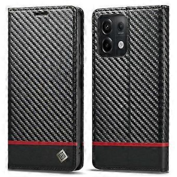 LC.IMEEKE Xiaomi Redmi Note 13 Pro 5G/Poco X6 5G Nahkakotelo Hiilikuitukuvio Lompakkoteline (Vaakasuora Raita)