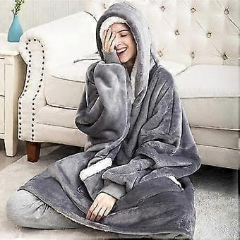 Oversized Hættetrøjer Sweatshirt Kvinder Vinter Hættetrøjer Fleece Kæmpe Tv Tæppe Med Ærmer Pullover Oversize Dame Hættetrøjer Sweatshirts E