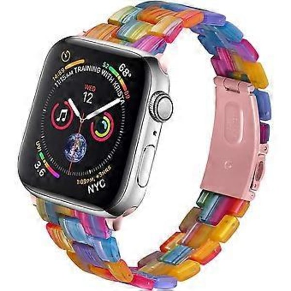 Unik Design Resinarmband för Apple Watch Series 7 6 5 4 3 2 1 SE, Avtagbara Bandlänkar Polerad Teknik för Enkel Justering (41mm, Rosa)