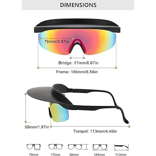 Sykkelbriller med fargerike UV400-beskyttelseslinser, ikke-polariserte, fasjonable solbriller med hatt for sport