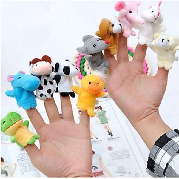 10pcs Animal Finger Puppet Soft Plush Baby Educational Hand Cartoon Toys