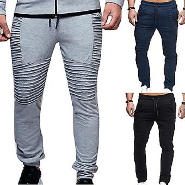 Fianao Sweatpants Andningsbara Enfärgade Byxor med Snodd Elastisk Midja Utomhus Slanka Byxor för Gym (3XL Svart)