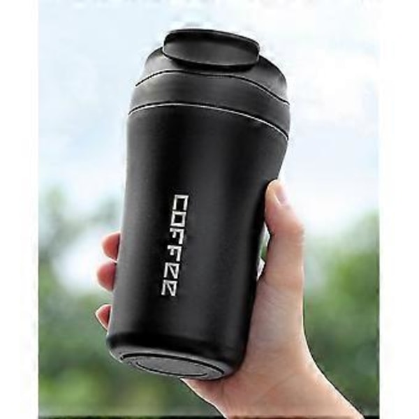 400ml Dubbel Rostfri Stål Kaffe Termosmugg Med Sugrör Multifunktionell Bil Vakuumflaska Bärbar Rese Isolerad Mugg Blå