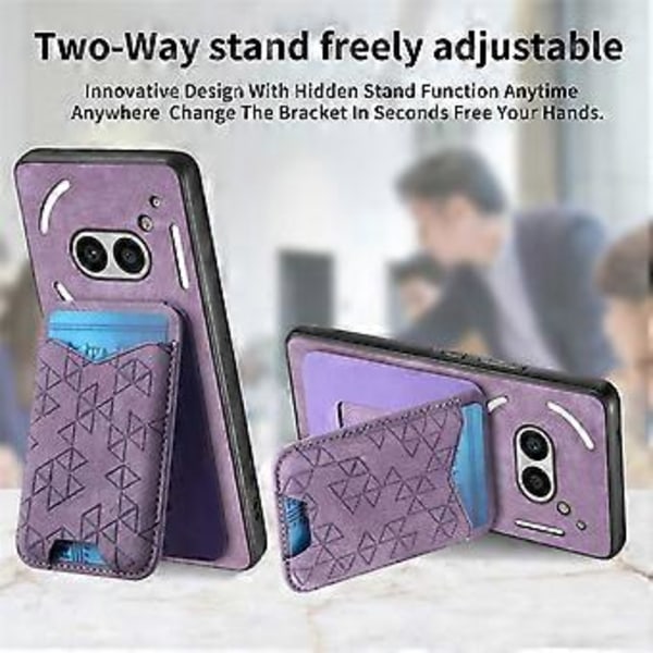 Til Nothing Phone (2a) Etui med Præget Mønster, Kortholder, Støttefod, Læder Bagside Cover (Style B)