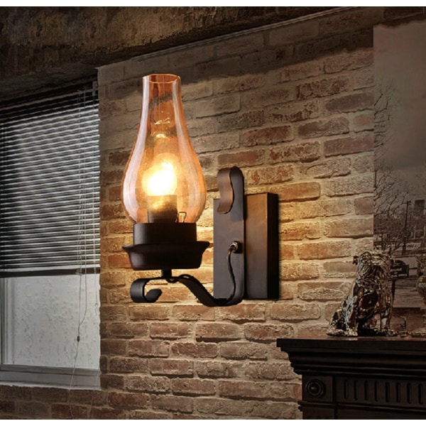 Retro gammaldags fotogen LED-lampa Industriell glasvägg