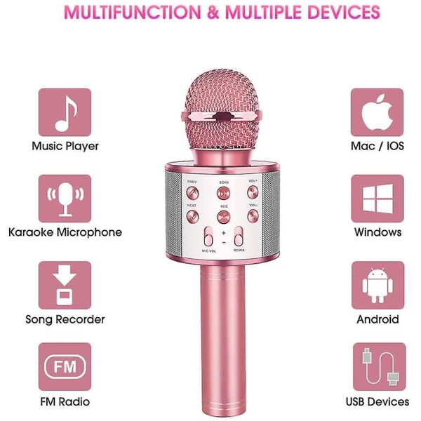 Trådlös karaoke mikrofon Bluetooth handhållen,