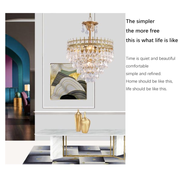 35CM French K9 Crystal Chandelier, E14 220V LED Golden Aisle