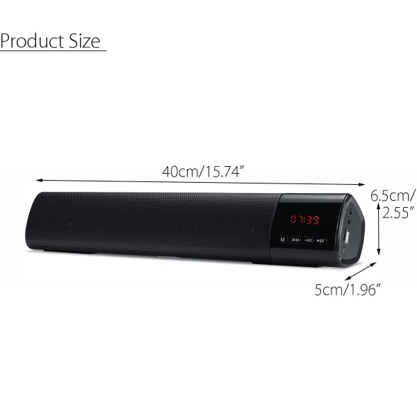 Bärbar LED Bluetooth -högtalare TF FM USB klocka Trådlös 3D