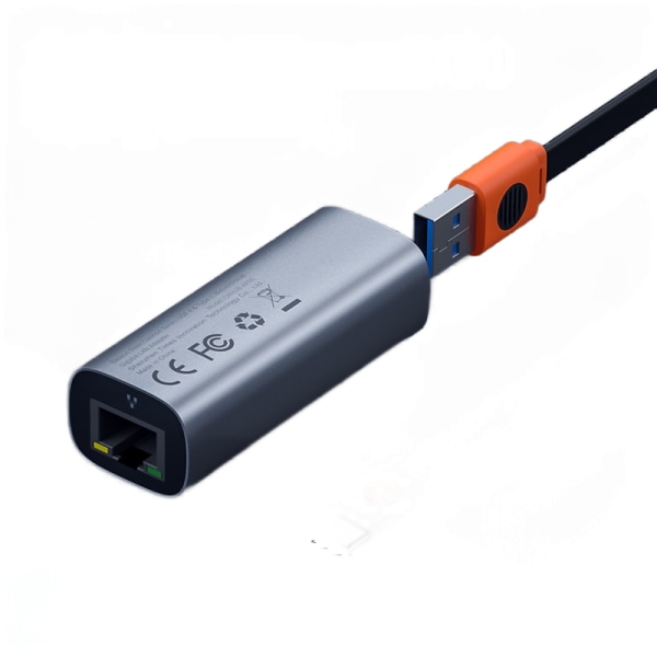 Grå USB Ethernet-adapter 2 i 1 USB Type-C nätverkskort till