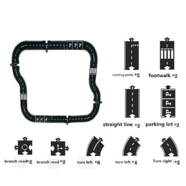 DIY Car Play Mat Road PVC Pussel Flexibelt City Road Race