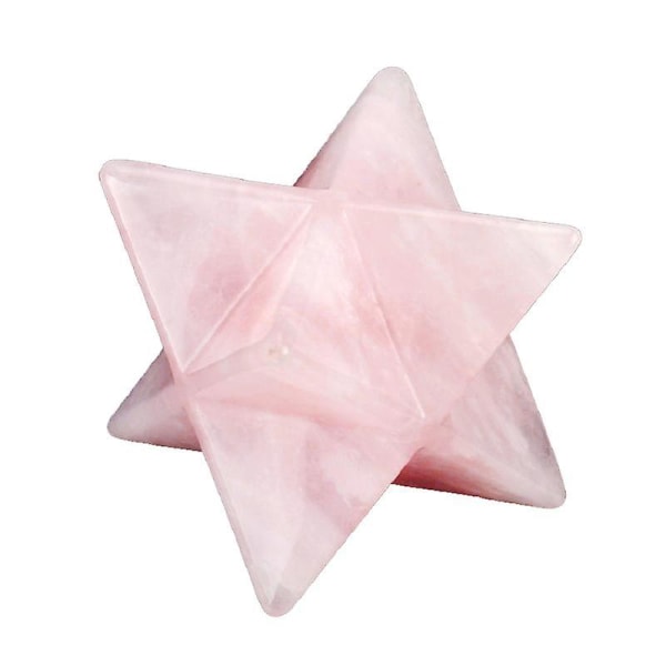 Naturlig rosékvartskristall merkaba stjärna 8 poäng chakra